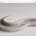Modern Gray Curved Sofa With Stitched Design For Contemporary Living Room