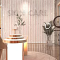 Modern Luxury Live Stream Room With Elegant Display Shelves And Decor