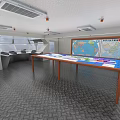 Warship Control Room Interior With Multiple Control Panels Screens Dials And Seats 3d model