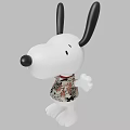 Snoopy Plush Toy With White Body Black Ears Red Collar And Floral Vest