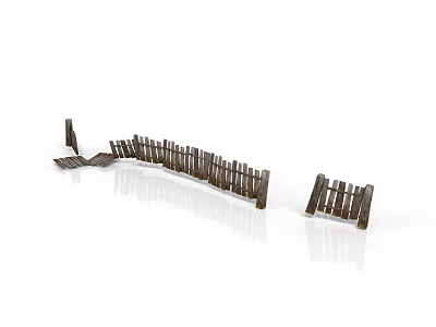 Architectural Wooden Fence Structure Featuring Curved Segments And Outdoor Garden Design 3d model