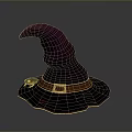 Purple Witch Hat With Brown Belt Metal Buckle And Small Decoration