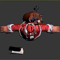 Santa Claus Character In Red Suit Holding Paper With Reindeer Companion