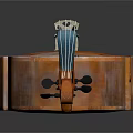 Wooden Cello With Traditional Design Shiny Finish Strings And Bow Isolated On Dark Background