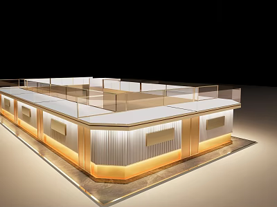 Modern Jewelry Store Interior With Golden Display Cases And Bright Lighting 3d model