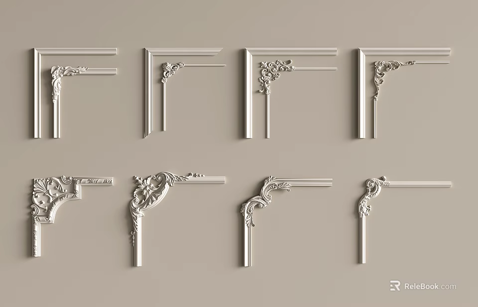 Elegant Carving Designs In Various Styles For Decorative Corners And Furniture Decoration 3d model 