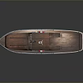 Wooden Small Boat With Cabin Windows And Lifebuoy On Gray Background