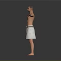 Shirtless Man with White Towel Wrapped Around Waist Standing with Arms Outstretched Against Gray Background