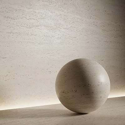 Light Textured Stone Sphere on Light Surface with Textured Wall Background 3d model