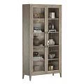 Wooden Glass Door Display Cabinets With Decorative Vases Books And Bowls