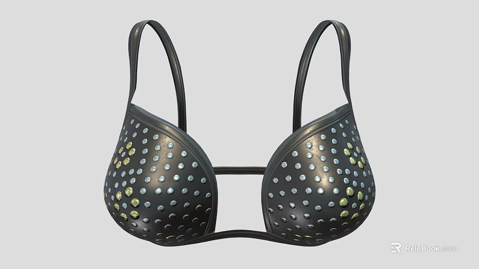 Black Bra With Polka Dot Pattern Featuring Gold And Yellow Dots Modern Design 3d model 