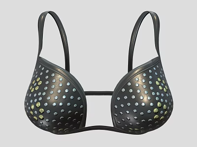 Black Bra With Polka Dot Pattern Featuring Gold And Yellow Dots Modern Design 3d model