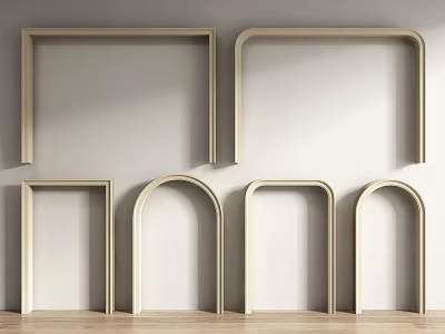 Variety Of Arch Door Frames Against Light Wall 3d model