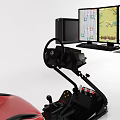 Entertainment Electronics Racing Game Simulator with Steering Wheel Pedals and Multiple Monitors 3d model