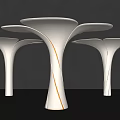 Modern Sculptural White Pillars With Flowing Curved Shapes And Gold Accent Lines