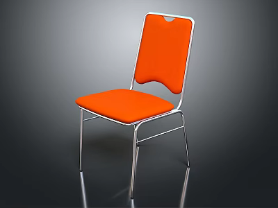 Orange Upholstered Leisure Chair With Silver Metal Frame And Modern Design 3d model