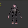 Anatomically Accurate Rendered 3D Model of Standing Chimpanzee on Gray Background