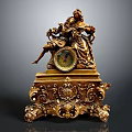 Ornate Classical Gold Clock With Intricate Carved Base And Female Sculptural Design