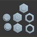 Hardware Tools Metal Bolts and Nuts with Hexagonal Shapes and Shiny Finishes