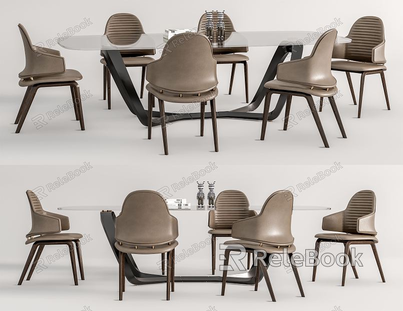 Modern Dining Table and Chair Combination Leather Single Chair Dining Chair model