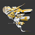 Futuristic Aerospace Vehicle With Transparent Cockpit And Gold And Silver Metallic Parts For Cosmic Exploration