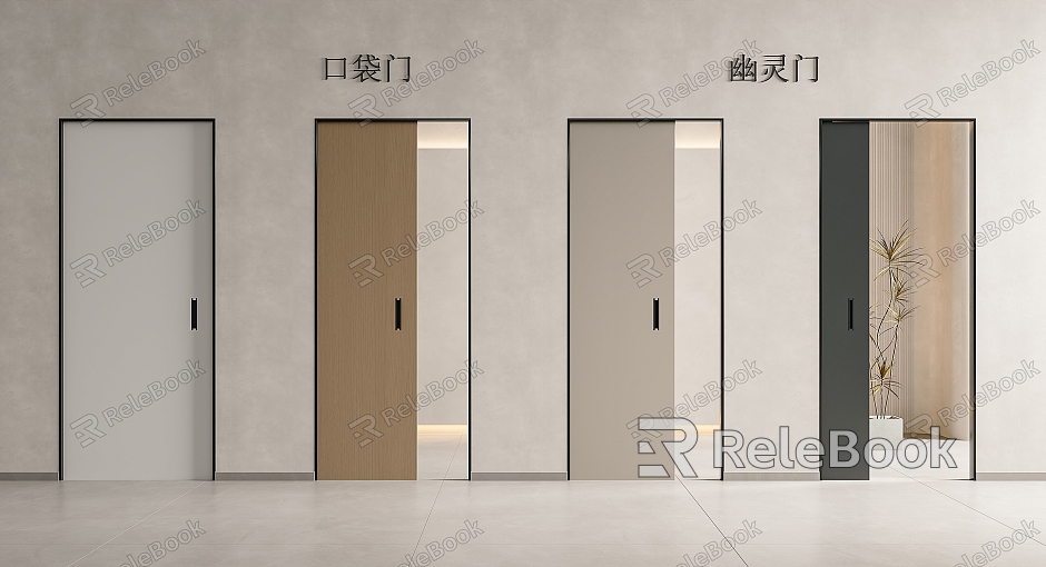 Trackless sliding door invisible track door sliding door sliding door barn door ghost door pocket door model