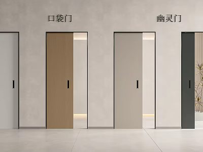 Modern Interior Sliding Doors Featuring Pocket And Ghost Door Styles In Various Colors 3d model