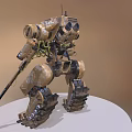 Game and Movie Character Mech Robot With Military Camouflage Design Tracked Legs and Weapon Equipment