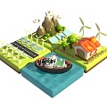 New energy small scene 3d model