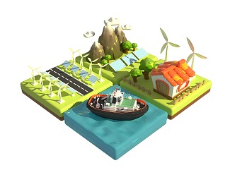 New energy small scene 3d model