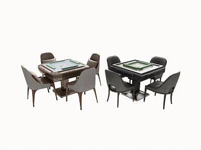Modern Square Green Top Entertainment Table with Matching Chairs for Home Game Room 3d model