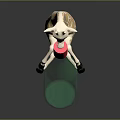 Decorative Giraffe Toy Figure Resting Its Neck On Green Bottle With Pink Mouth
