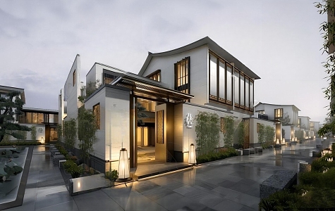 New Chinese Townhouse Three-storey Villa 3d model