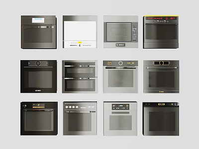 Various Modern Kitchen Ovens With Stainless Steel And Colorful Design Styles 3d model