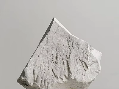 Handcrafted Abstract White Stone Sculpture with Textured Surface and Geometric Form 3d model