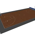 Nike Sports Equipment Including Basketball Hoop And Protective Barriers On Wooden Court