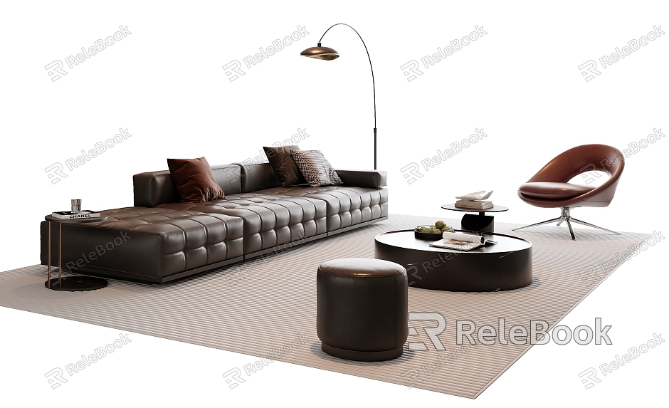 Modern Italian Sofa Coffee Table Combination Leather Sofa Multi-Person Sofa Single Sofa Sofa Stool Floor Lamp Ornaments model