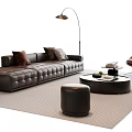 Modern Italian Sofa Coffee Table Combination Leather Sofa Multi-Person Sofa Single Sofa Stool Floor Lamp Ornaments 3d model
