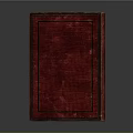 Red Hardcover Book With Classic Dark Border And Textured Cover On Reflective Surface