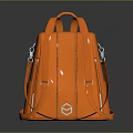 Stylish Orange Leather Backpack With Structured Silhouette Double Straps And Metal Hardware Accents
