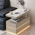 Modern Luxury Multifunctional Side Table With Rock Slab Top Built In Speaker And LED Lighting