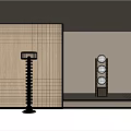 Modern Floor Lamps With Spiral Design And Three Round Bulbs On Wooden Wall Beige Background