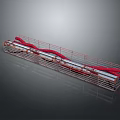Industrial Metal Frame Structure With Red Components And Elongated Design 3d model