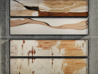 Abstract Paintings With Warm Brown Beige White Tones And Fluid Brushstroke Patterns 3d model
