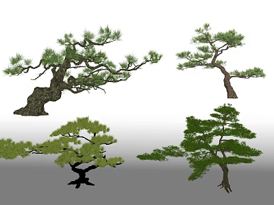 Ornamental Arbor Trees With Various Forms Green Foliage And Branch Structures 3d model