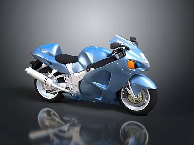 Blue Sport Motorcycle Showcasing Streamlined Design Black Seat Silver Exhaust And Shiny Alloy Wheels 3d model