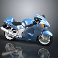 Blue Sport Motorcycle Showcasing Streamlined Design Black Seat Silver Exhaust And Shiny Alloy Wheels