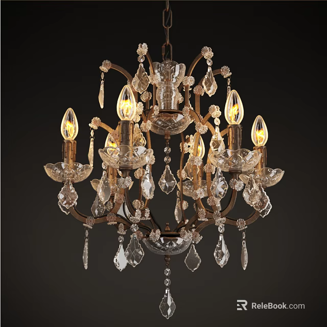 Elegant Crystal Chandelier With Ornate Design Crystal Pendants And Candle Shaped Bulbs 3d model 