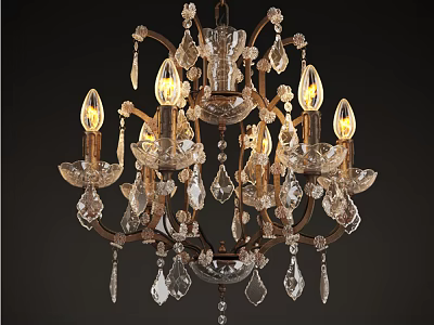 Elegant Crystal Chandelier With Ornate Design Crystal Pendants And Candle Shaped Bulbs 3d model