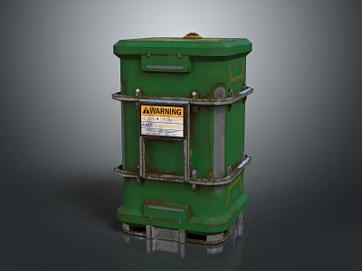 Durable Green Industrial Storage Equipment With Metal Frame And Warning Label 3d model